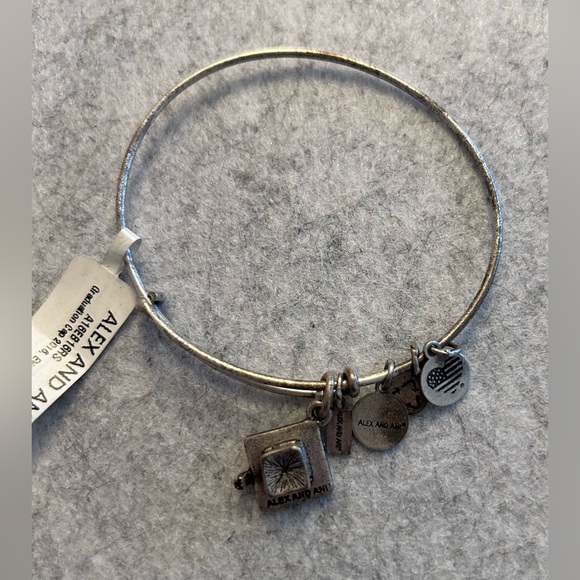 Alex and Ani Silver Tone Charm Bracelet with Graduation Cap 2016 - Picture 2 of 4